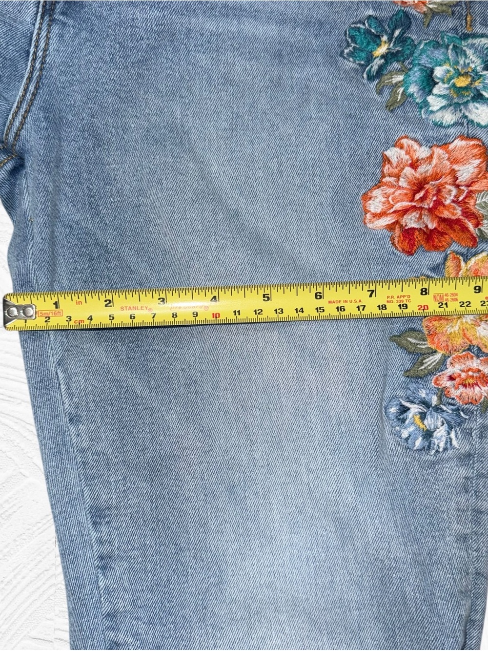 Driftwood Gizelle 27X26 Embroidered Jean Floral Slim Boyfriend Boho Fairy - Picture 5 of 7